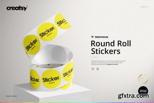 CreativeMarket - Round Roll Stickers Mockup Set 3912519