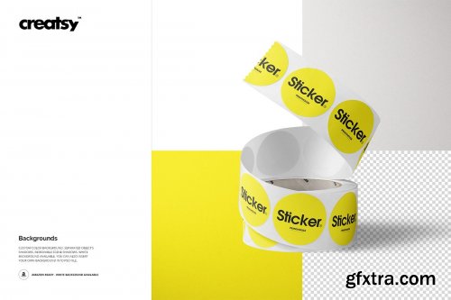 CreativeMarket - Round Roll Stickers Mockup Set 3912519