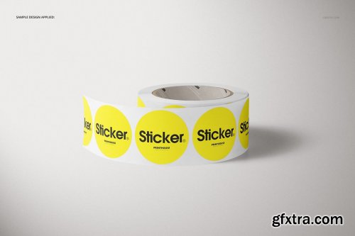 CreativeMarket - Round Roll Stickers Mockup Set 3912519