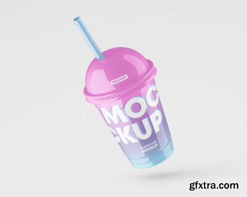 Plastic cup with straw