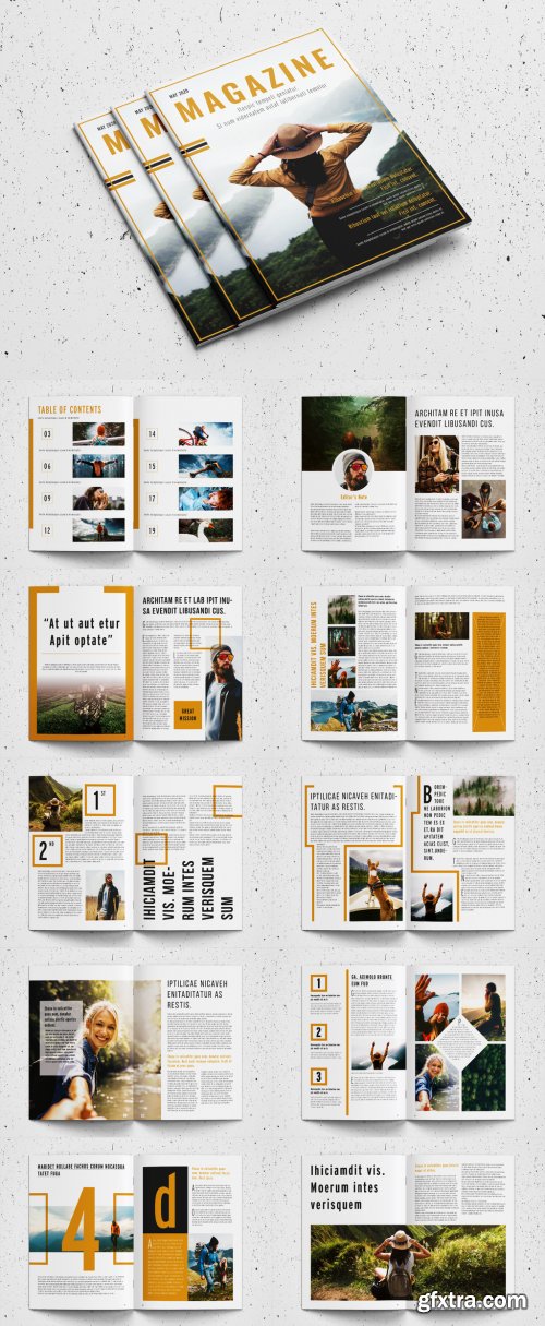 Magazine Layout with Orange Accents 332499920