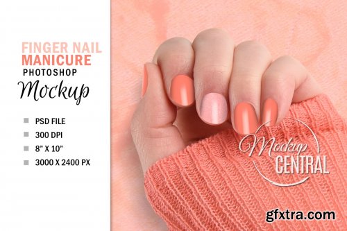 CreativeMarket - Finger Nail Mockup, Beauty Manicure 4708841