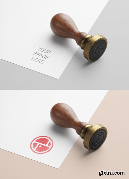 Wooden-Handled Rubber Stamp and Stationery Mockup 332742156