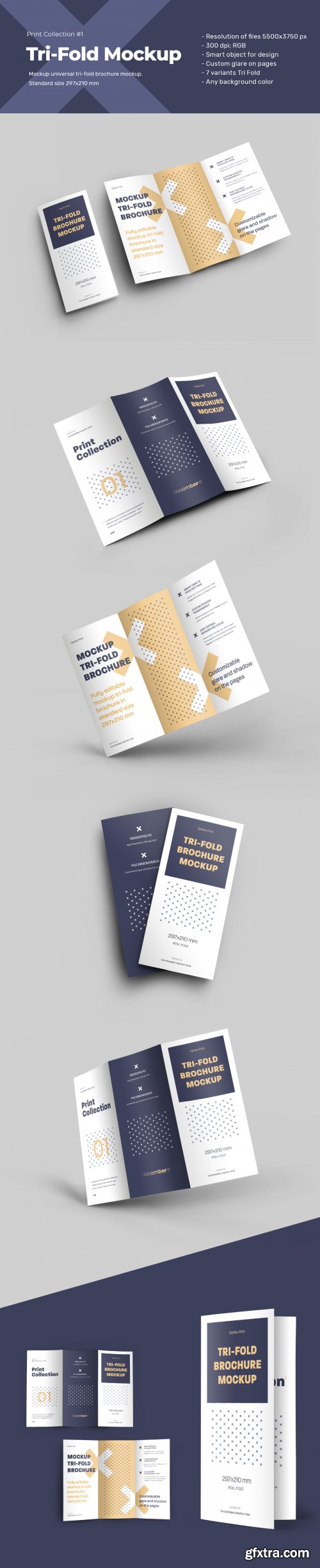 7 Mockups Leafleat DL Trifold Brochure