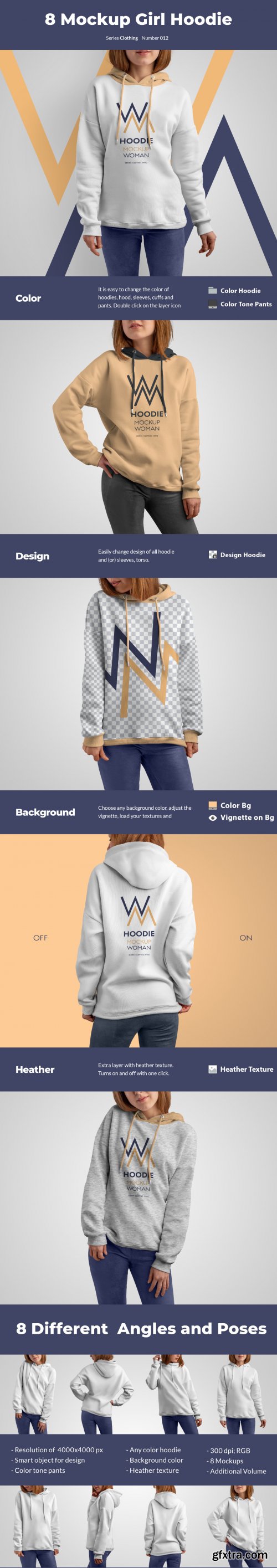 8 Mockups Woman Hoodie