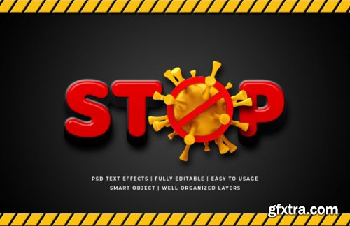 STOP Corona virus 3d text style effect