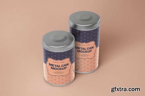 CreativeMarket - Glossy Metal Tin Can Box Mockup Set 4725196