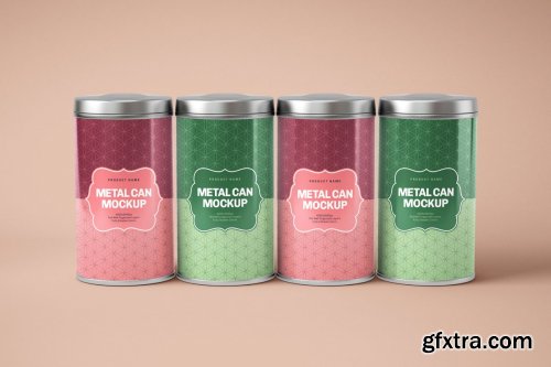 CreativeMarket - Glossy Metal Tin Can Box Mockup Set 4725196