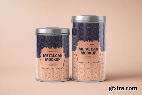 CreativeMarket - Glossy Metal Tin Can Box Mockup Set 4725196