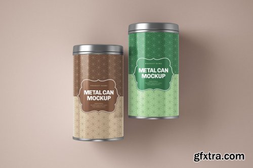 CreativeMarket - Glossy Metal Tin Can Box Mockup Set 4725196