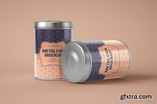 CreativeMarket - Glossy Metal Tin Can Box Mockup Set 4725196