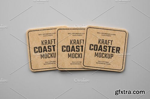 CreativeMarket - Kraft Beverage Coaster Mockup 4751788