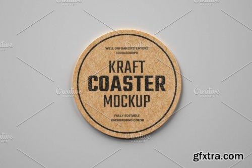 CreativeMarket - Kraft Beverage Coaster Mockup 4751788