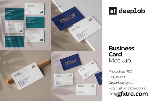 CreativeMarket - Business Card Mockup Set With Shadow 4606553