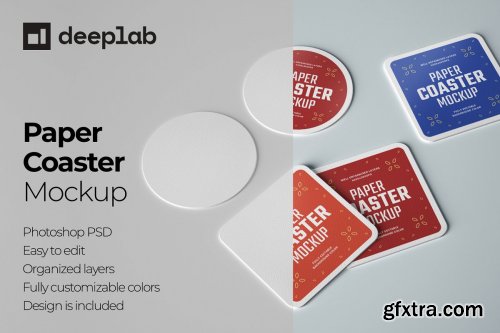 CreativeMarket - 33 Paper Beverage Coaster Mockup Set 4752179