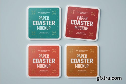 CreativeMarket - 33 Paper Beverage Coaster Mockup Set 4752179