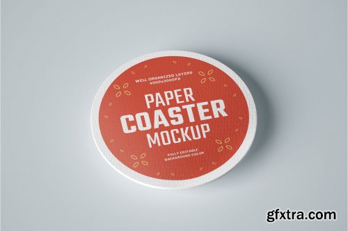 CreativeMarket - 33 Paper Beverage Coaster Mockup Set 4752179