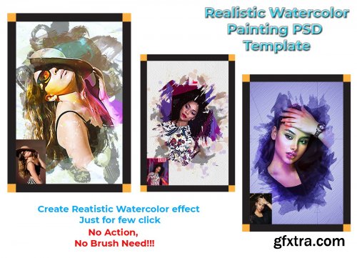 CreativeMarket - Realistic Watercolor PSD Template 4570617