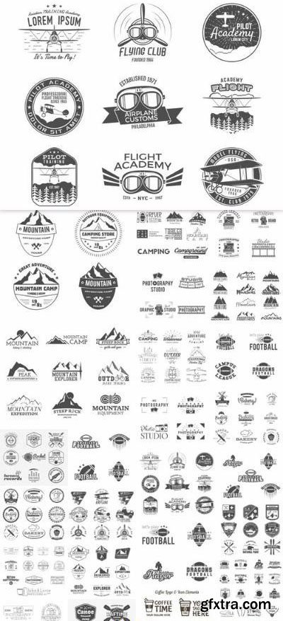 Monochrome Logo And Labels – 25 Vector