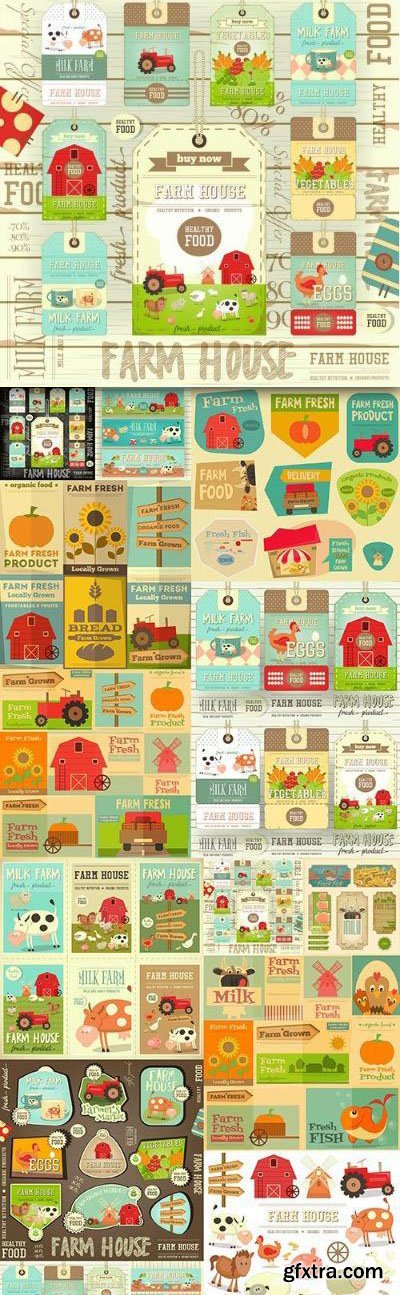 Farm house concept theme vector, 15 x EPS