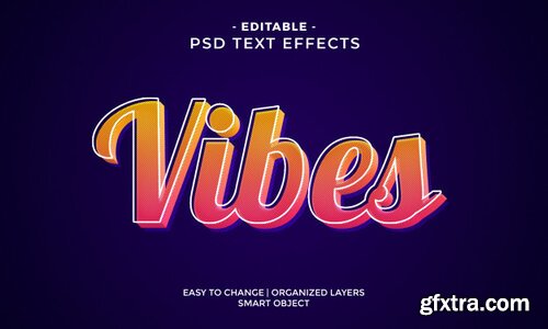 Modern trendy vibes colorful text effect Premium Psd