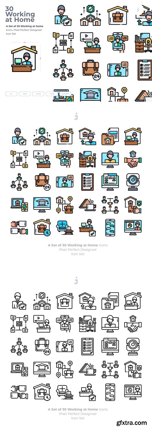 30 working at Home Icons