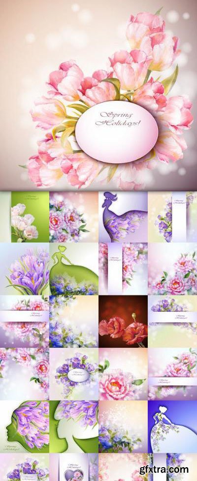 Flowers Backgrounds – 25 Vector