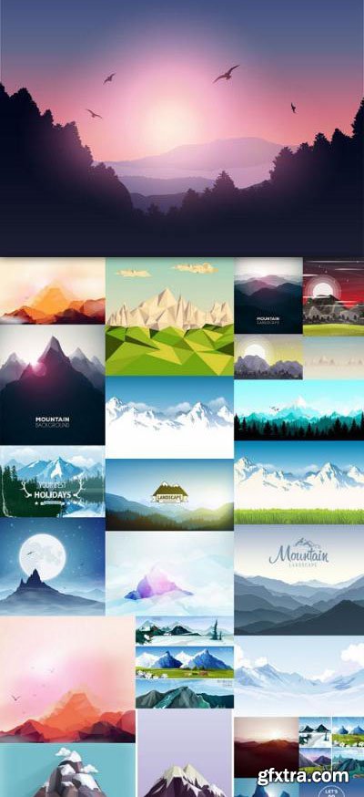 Mountains Landscape – 25 Vector