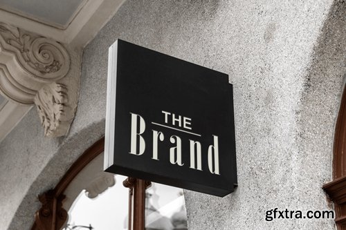 Outdoor Hanging Logo Sign Mockup #9