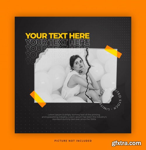 Paper style instagram template with text effect Premium Psd