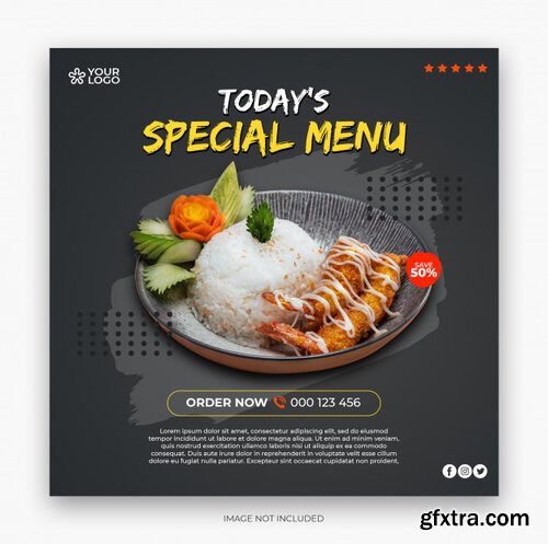 Restaurant menu square banner Premium Psd