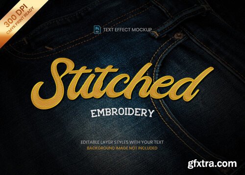 Stitched embroidery style logo text effect psd template. Premium Psd