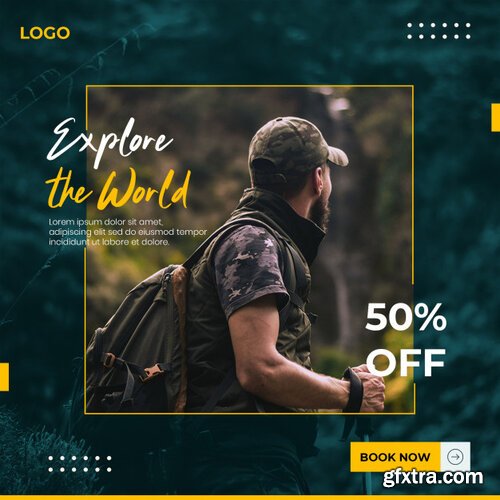 Traveling social media banner template Premium Psd