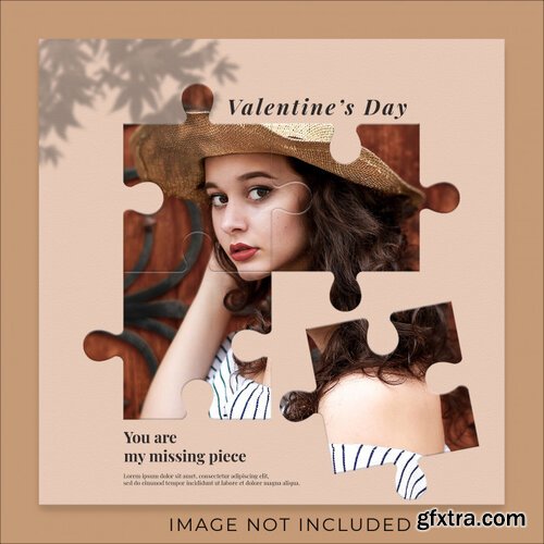 Valentine\'s day romantic puzzle instagram post banner template Premium Psd