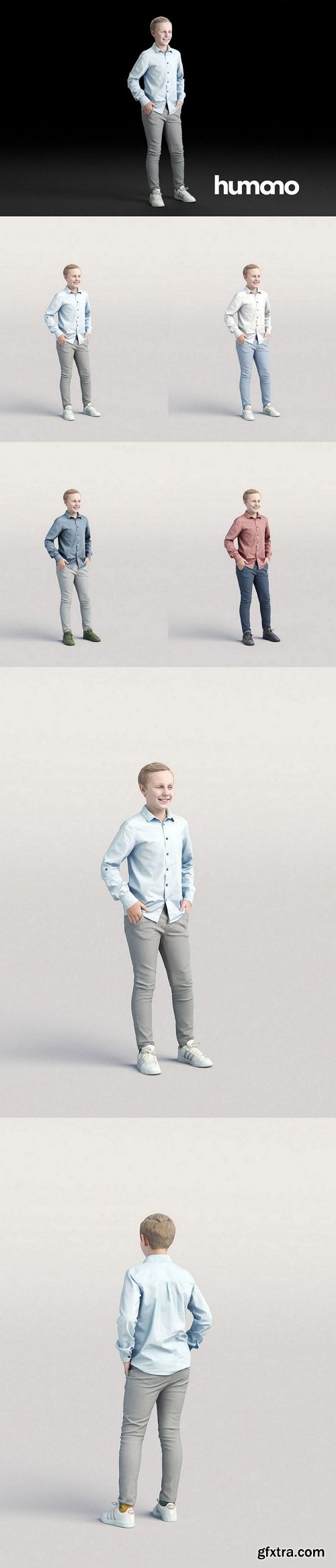 Casual child boy standing and talking 3d model
