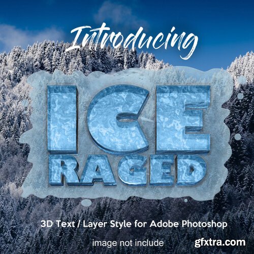 3d frozen ice photoshop layer style text effects Premium Psd