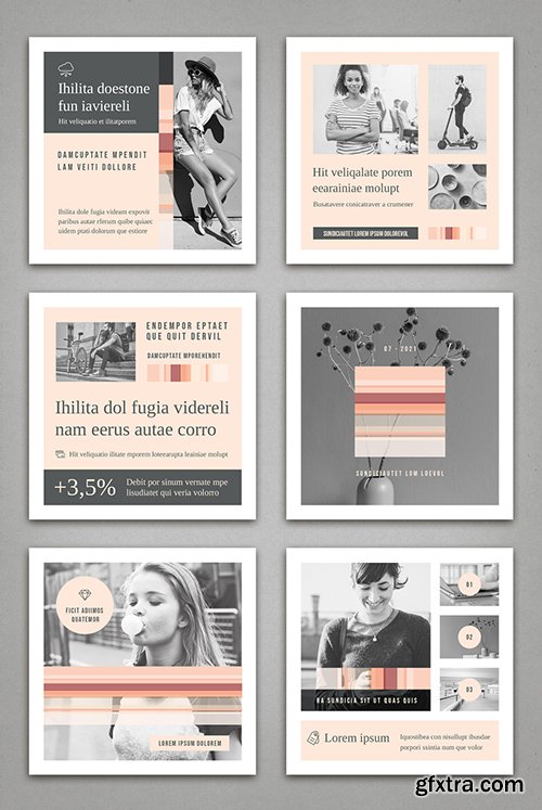 Social Media Post Layouts in Pale Pink and Gray 336176324