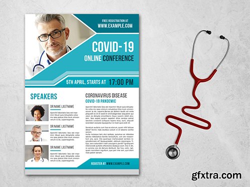 Coronavirus Flyer Layout with Teal Accents 334538271