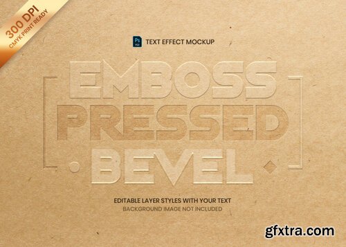 Emboss pressed bevel text effect print template Premium Psd