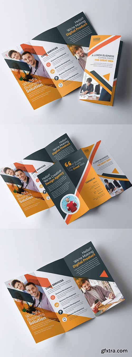 Corporate Trifold Brochure Layout with Orange Color Accents 323752878