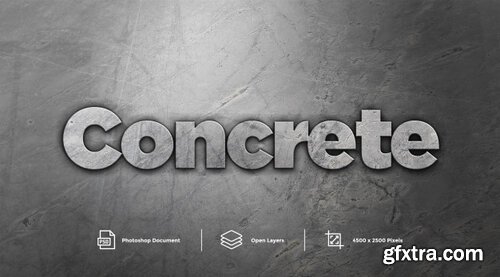 Grey concrete text effect design photoshop layer style effect Premium Psd