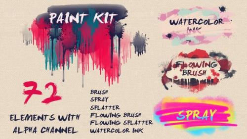 Videohive - Paint Kit: Watercolor Ink, Brush, Splatter, Spray