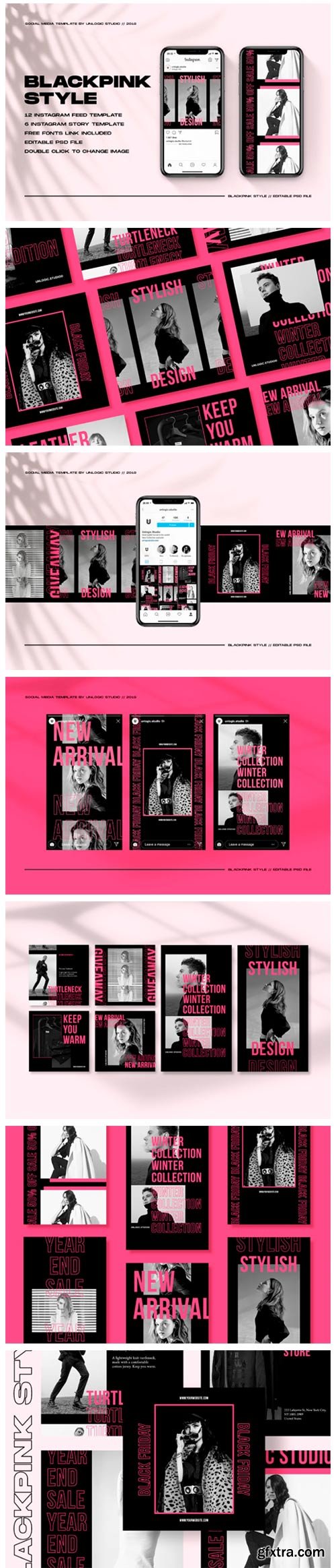 Black Pink Instagram Social Media Pack 3841061