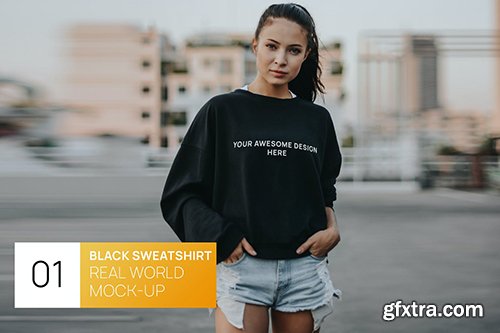 Woman in Black Sweatshirt Real World Mock-up