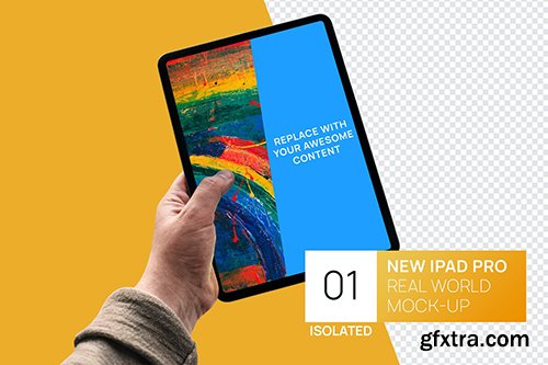 New Isolated iPad Pro in Hand Real World Mock-up