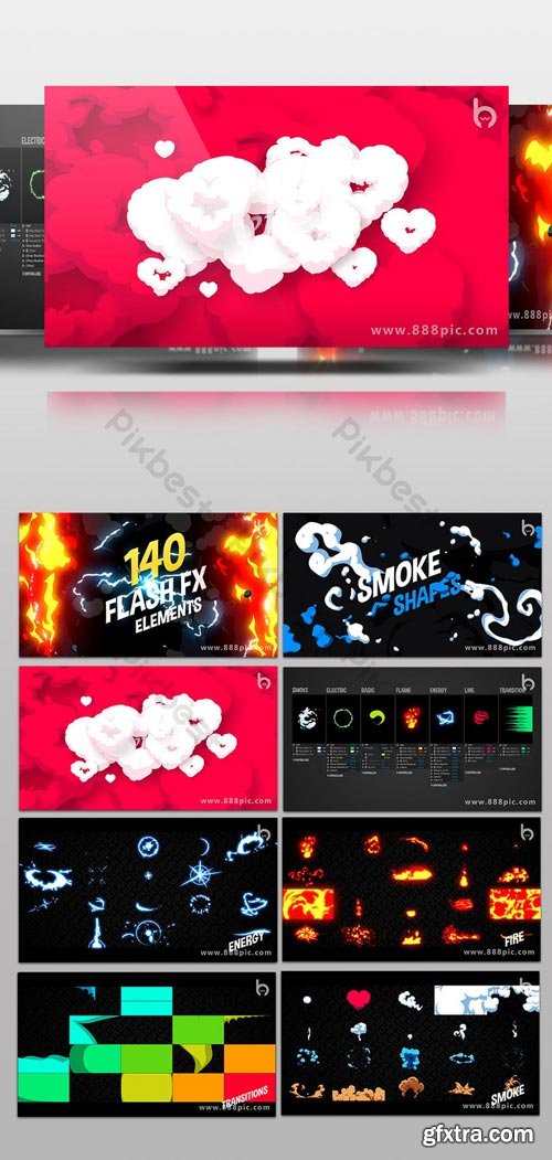 PikBest - 140 sets of flash effects MG elements AE template dynamic - 106375