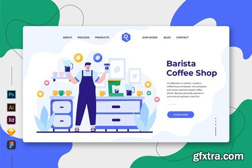 Barista Coffee Shop - Web & Mobile Landing Page