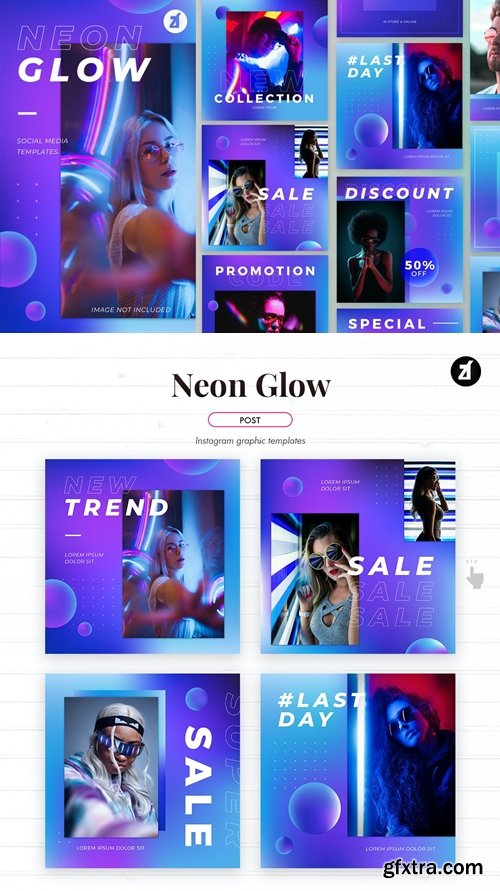 Neon glow social media graphic templates