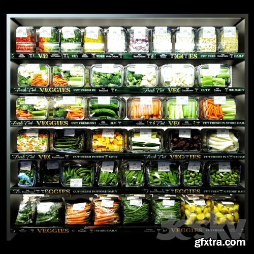 Shelves with vegetables 3D Models