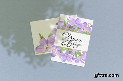 Card Mockup 5x7 with Leaves Shadow